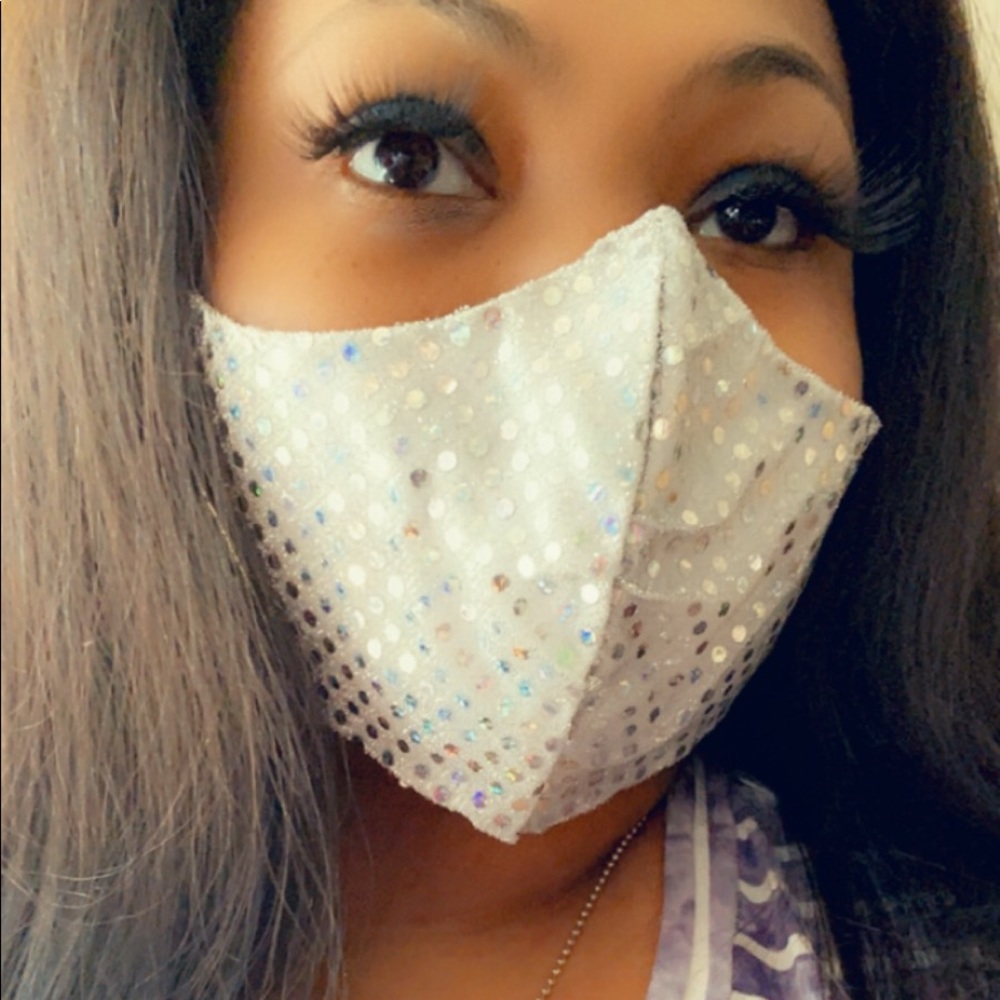Silver Sequined Face Mask